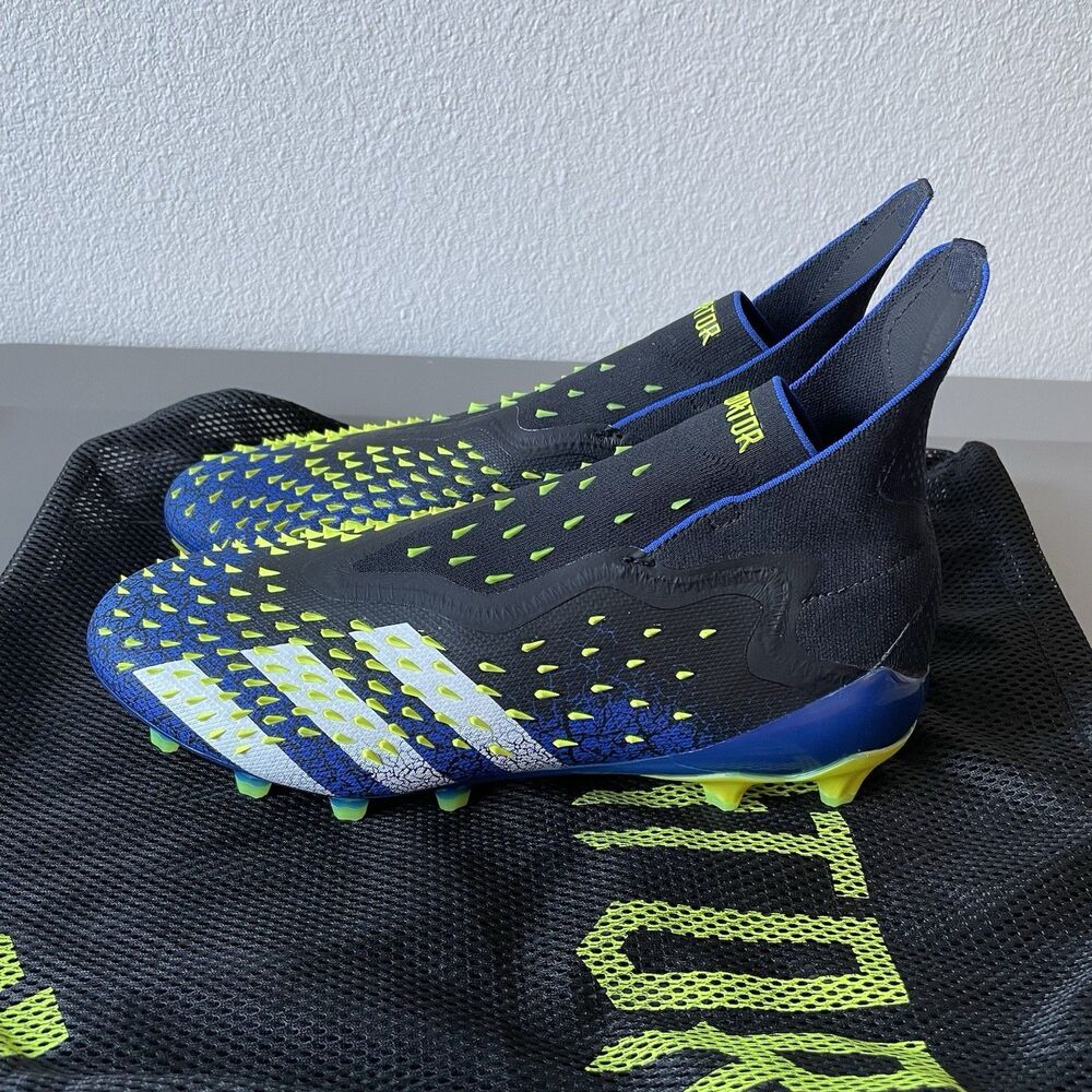 Mens 11 - Adidas Predator Freak + AG Soccer Cleats Demonskin Black Blue FY7614